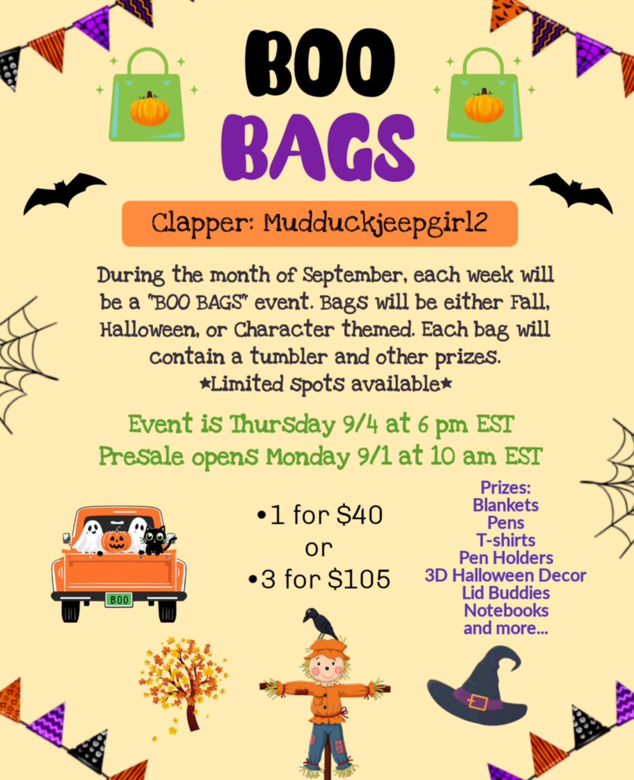 BOO BAGS FOR SEPTEMBER