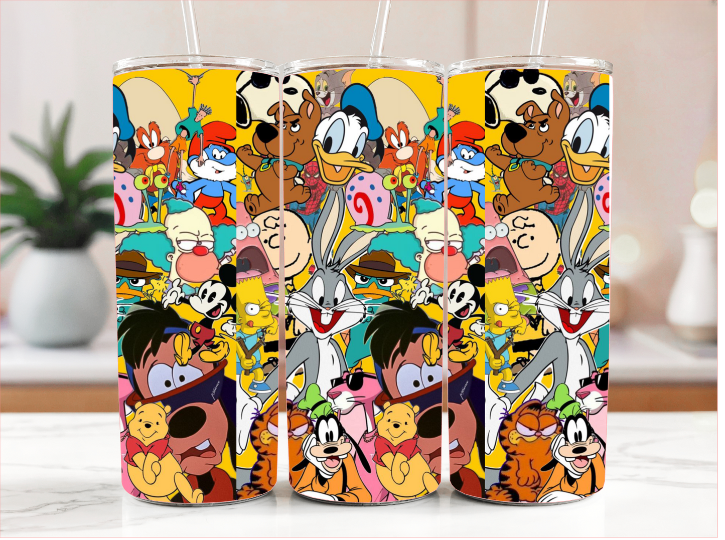 CARTOON TV COLLAGE TUMBLER