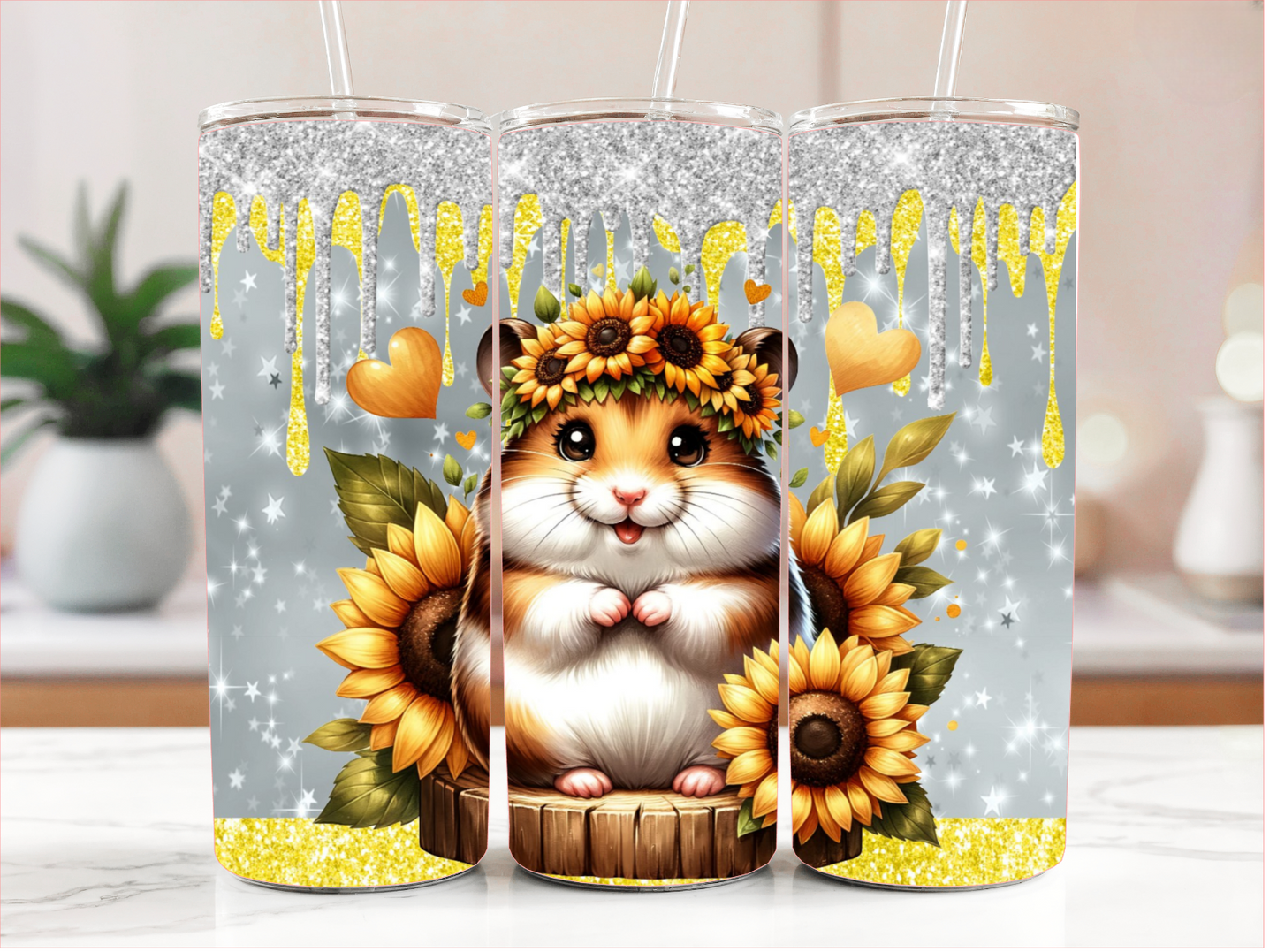 HAMSTER SUNFLOWER TUMBLER RTS