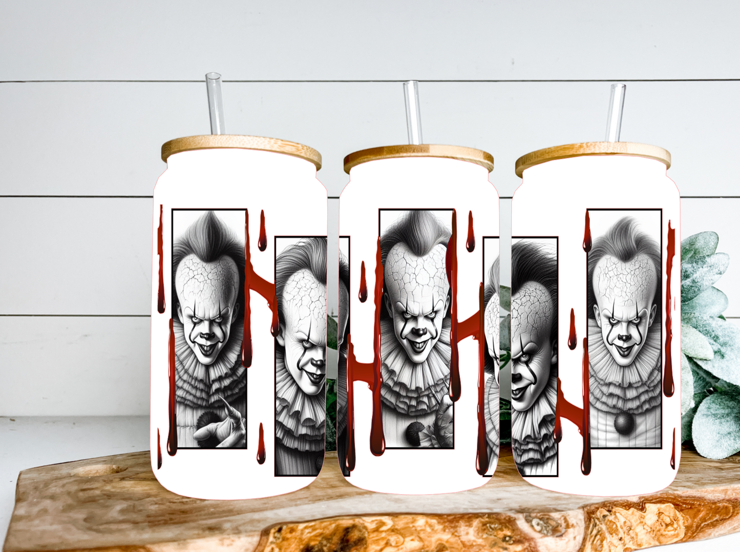 SCARY CLOWN PENNY PHOTO COLLAGE LIBBY GLOWS IN THE DARK RTS