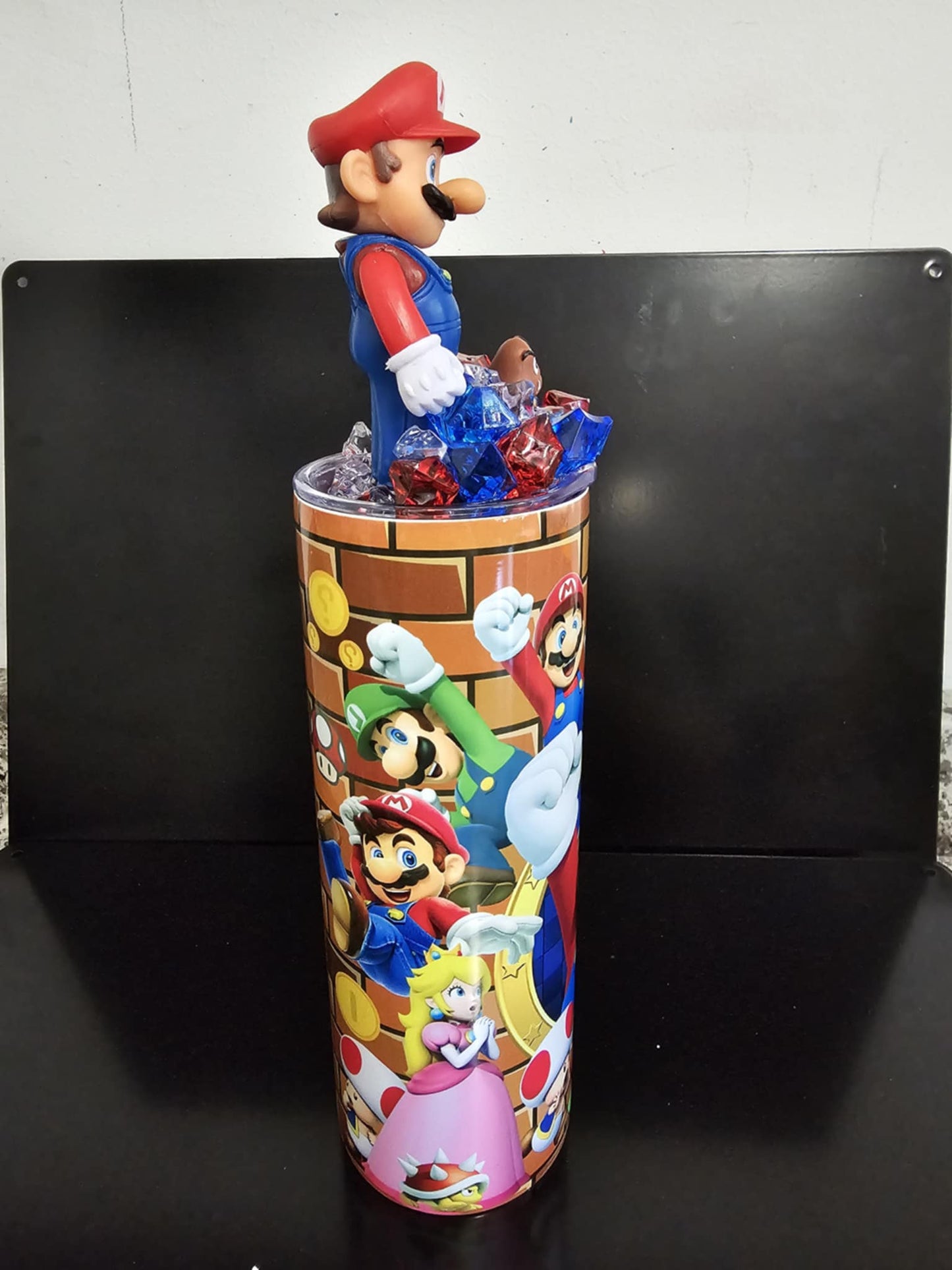VIDEO GAME PLUMBER GUY WITH FANCY LID TUMBLER RTS