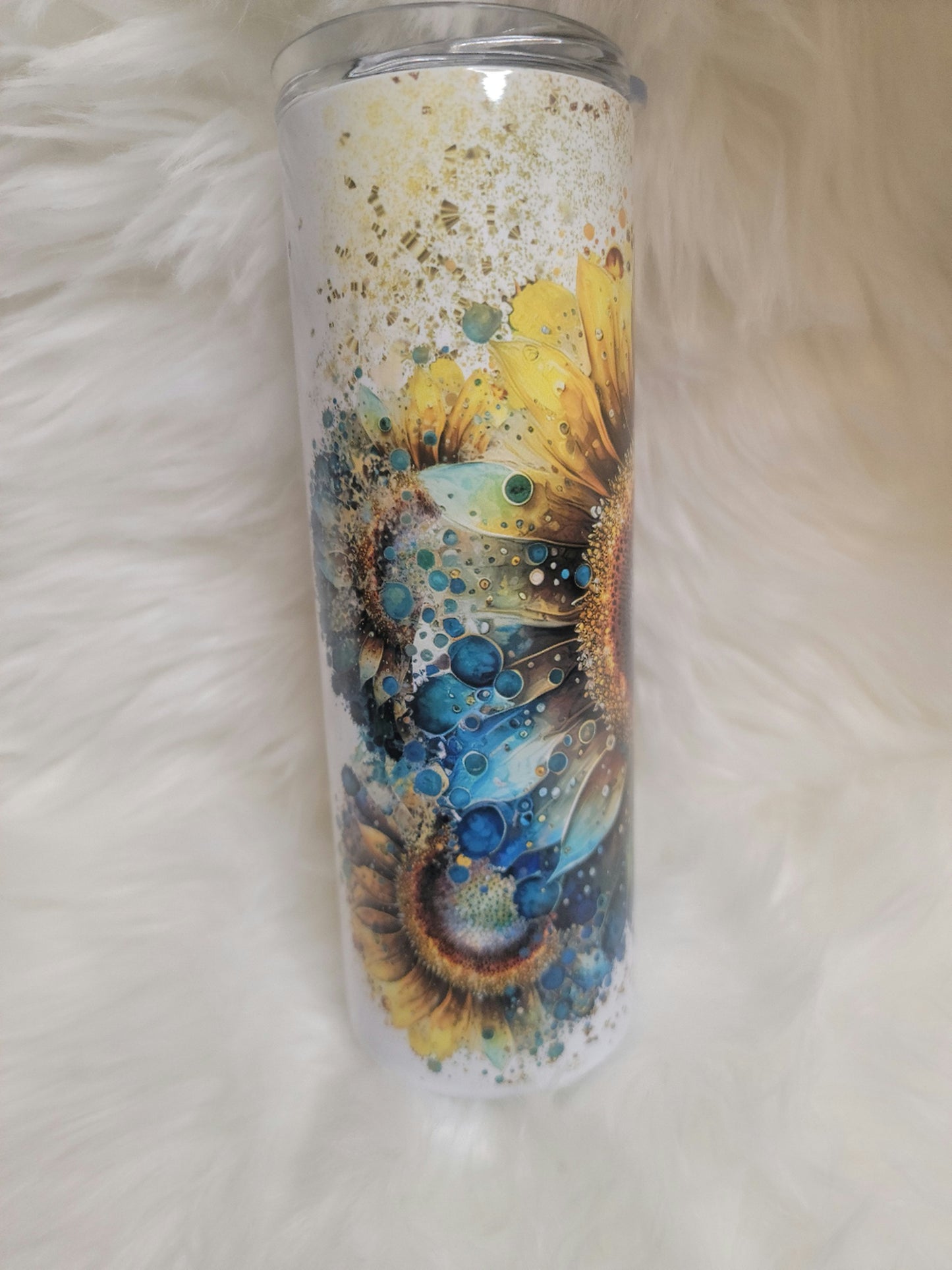 Sunflower Ink Splatter Tumbler