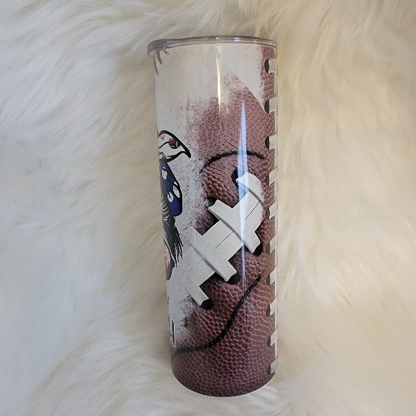 Baseball Football Messy Bun Mom of Both Tumbler