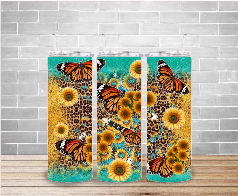 Butterflies and Sunflowers Tumbler