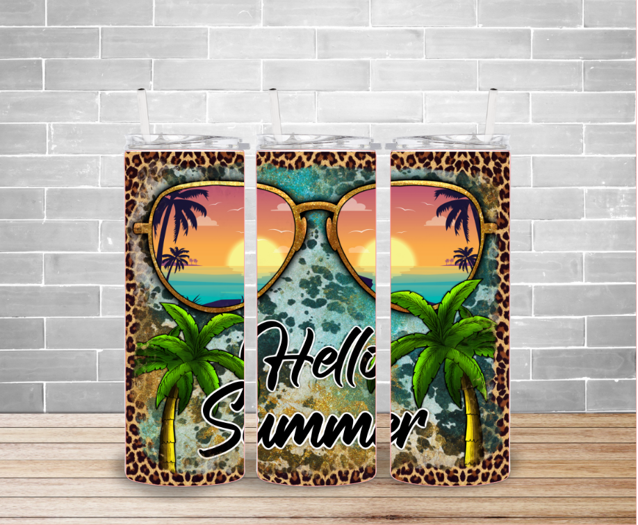 Hello Summer Cheetah Leopard Tumbler