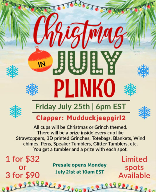 PLINKO CHRISTMAS IN JULY EVENT JULY 27TH AT 6PM EST