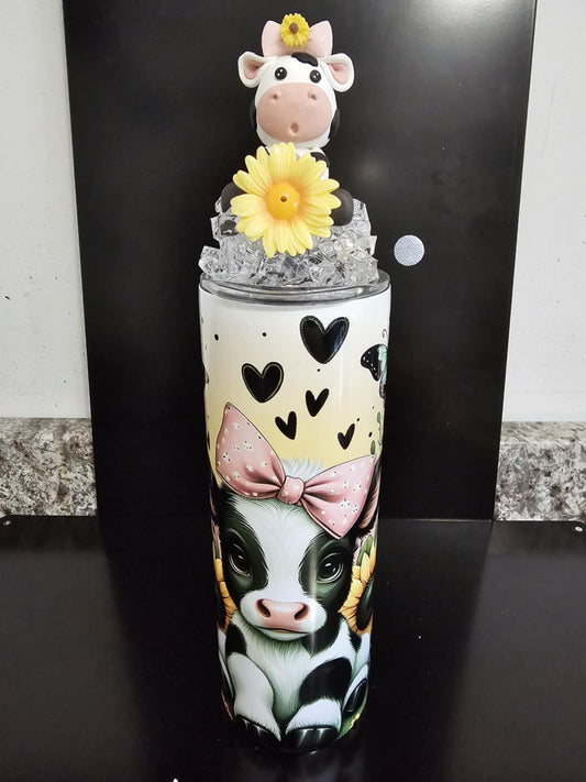 COW SUNFLOWER WITH FANCY LID TUMBLER