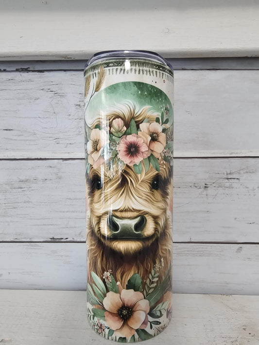 BOHO HIGHLAND COW TUMBLER