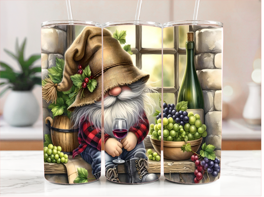 GNOME DRINKING WINE TUMBLER