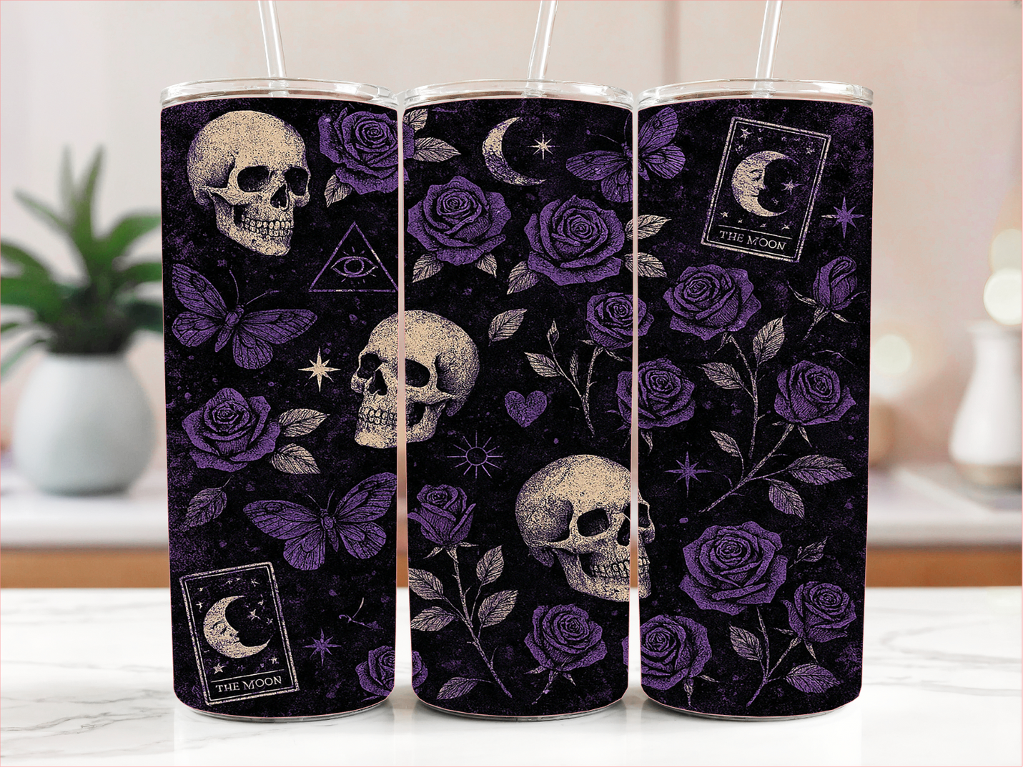 FLORAL SKULL TAROT CARD TUMBLER RTS