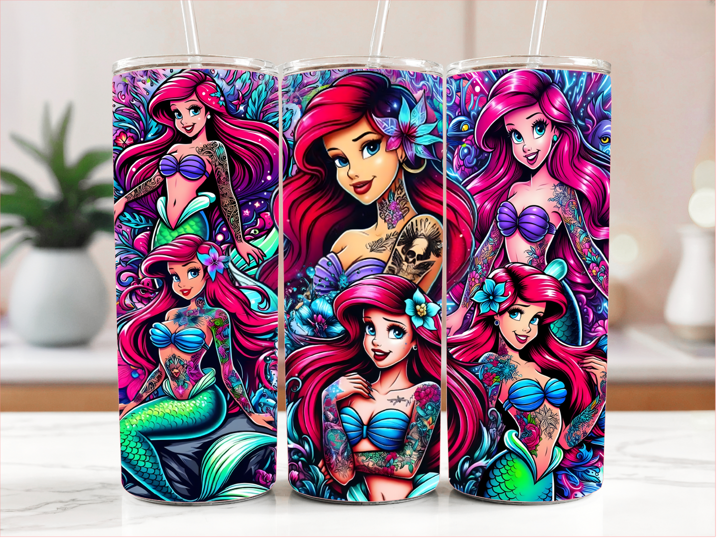 TATTOOED PRINCESS MERMAID TUMBLER RTS