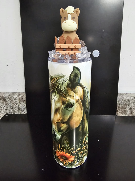 HORSE WITH FANCY LID TUMBLER RTS