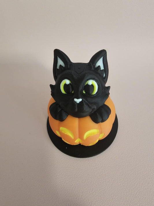BLACK CAT INSIDE PUMPKIN 3D LID BUDDIE