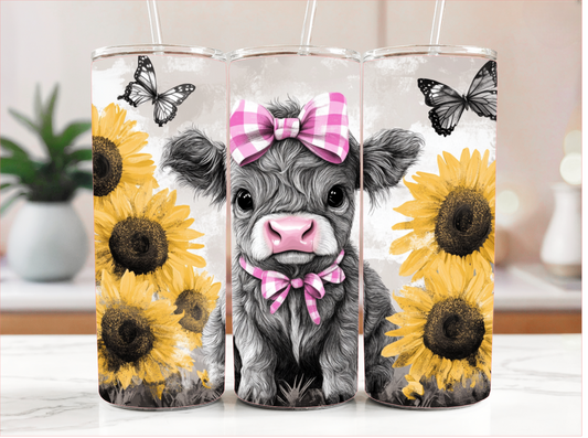 BABY HIGHLAND COW WITH SUNFLOWERS TUMBLER