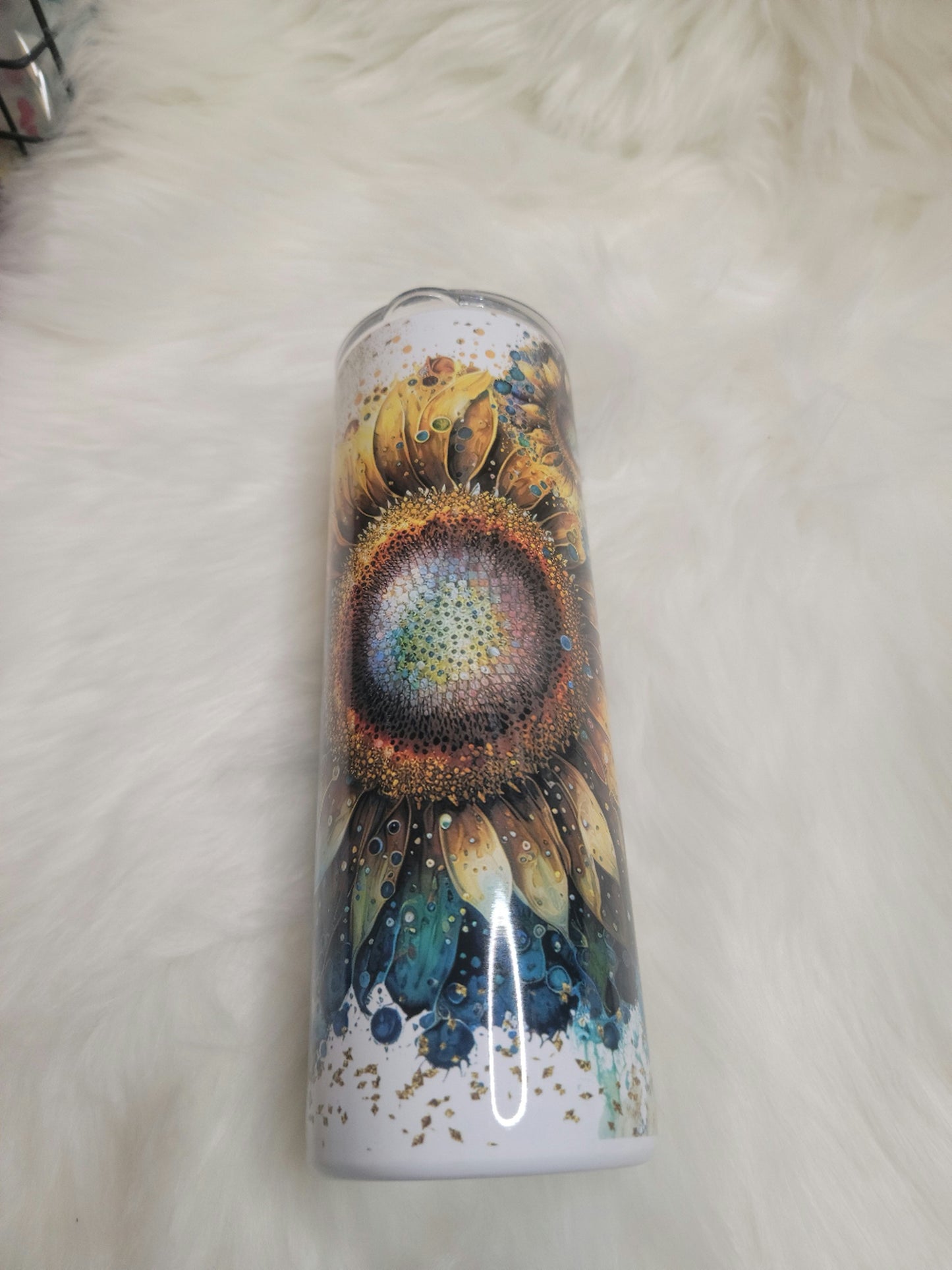 Sunflower Ink Splatter Tumbler