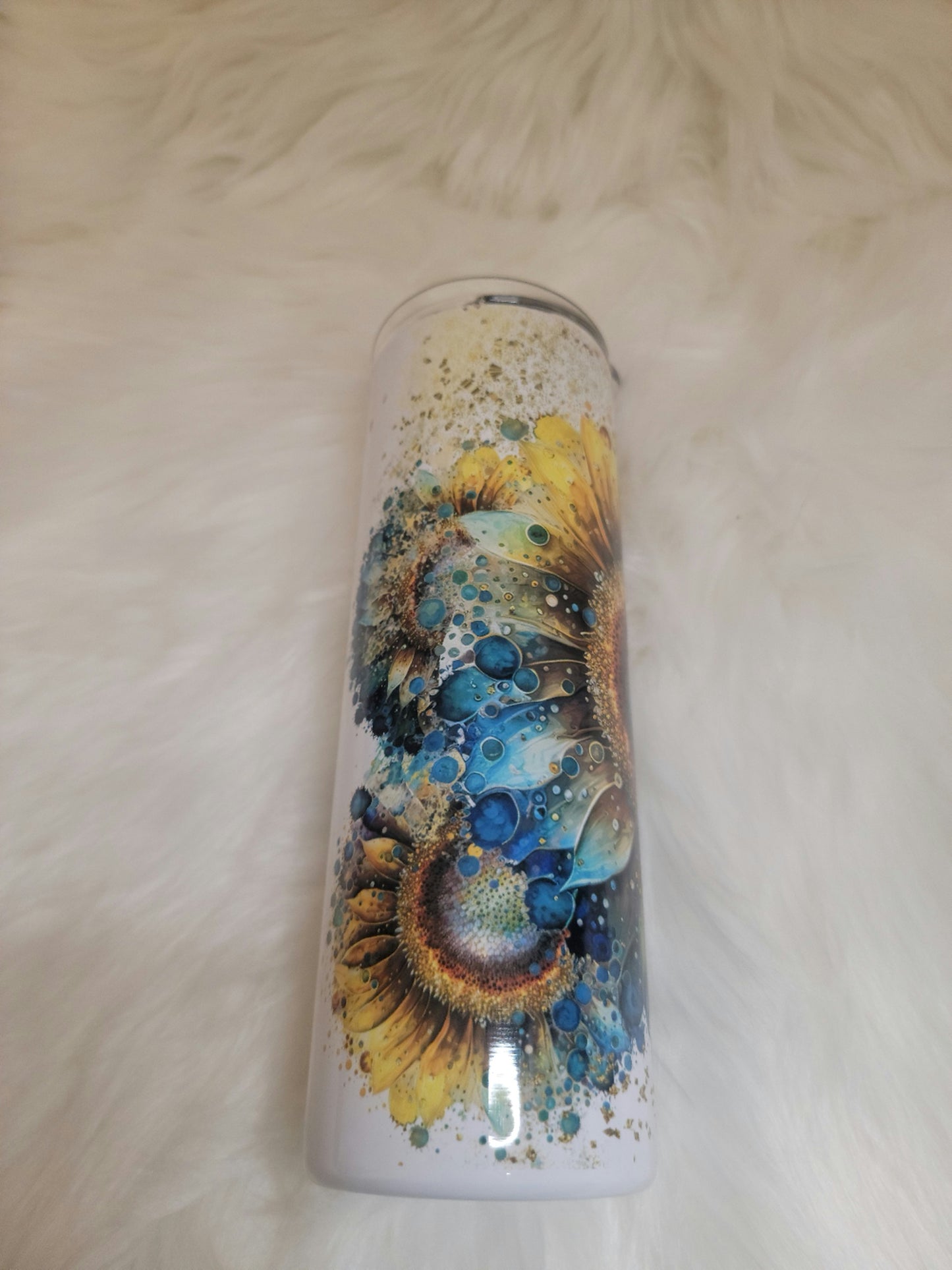 Sunflower Ink Splatter Tumbler