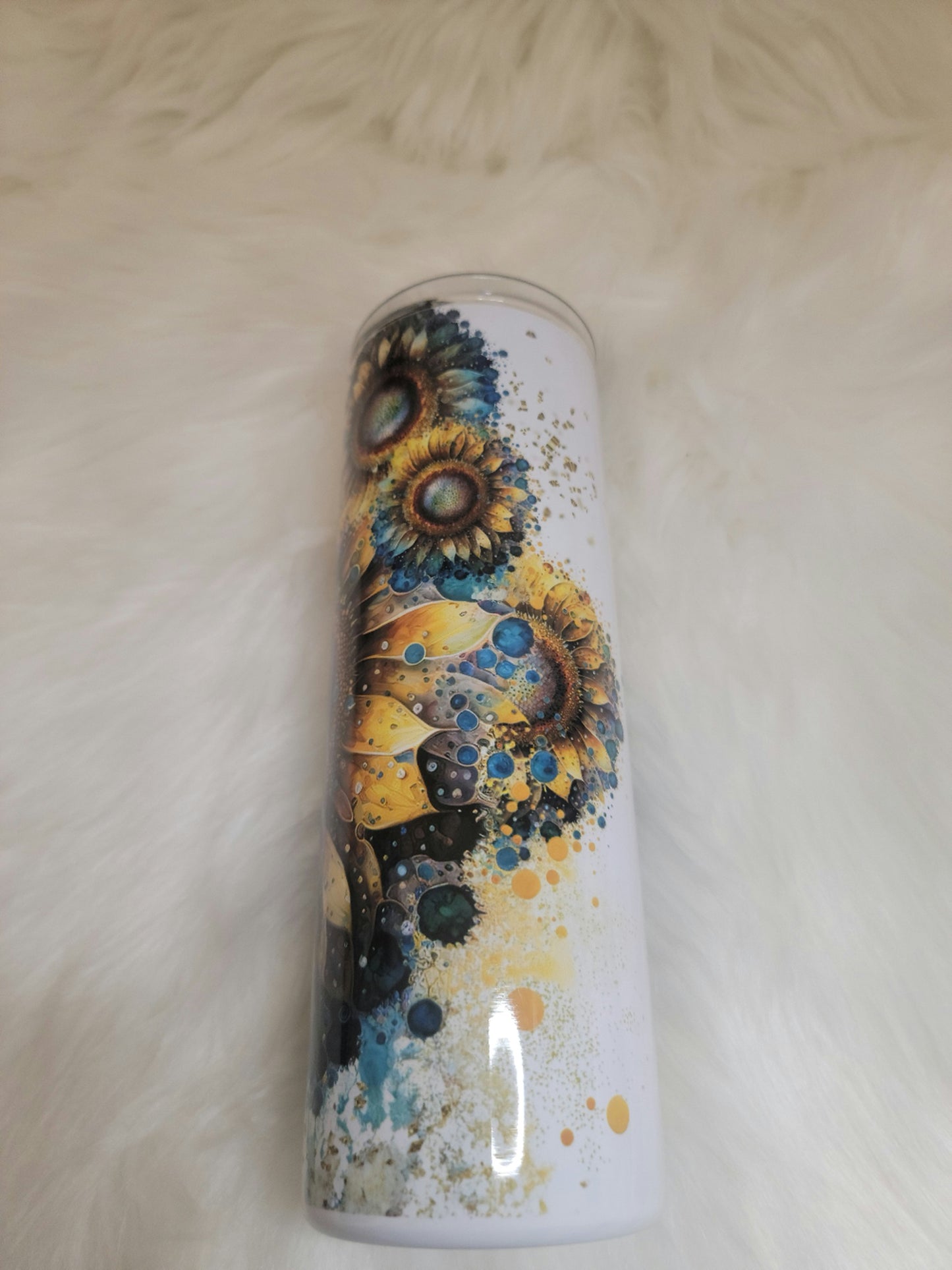 Sunflower Ink Splatter Tumbler