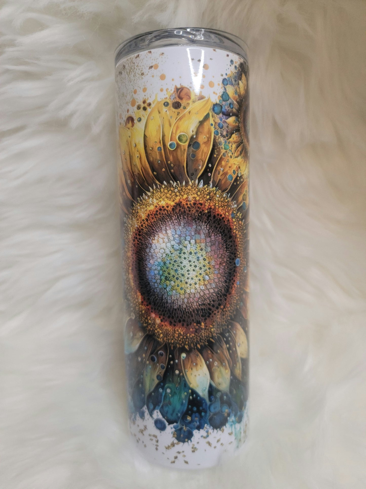 Sunflower Ink Splatter Tumbler