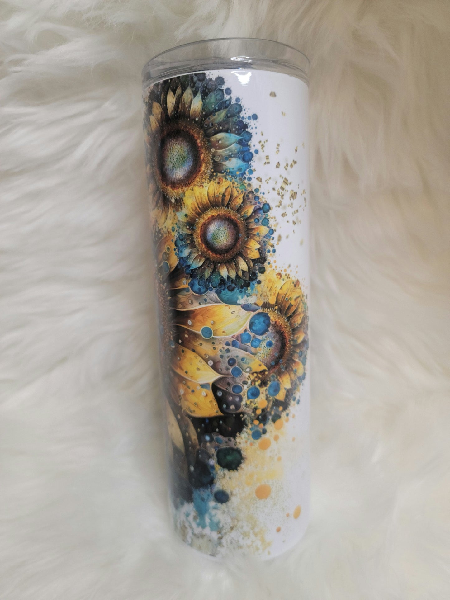 Sunflower Ink Splatter Tumbler