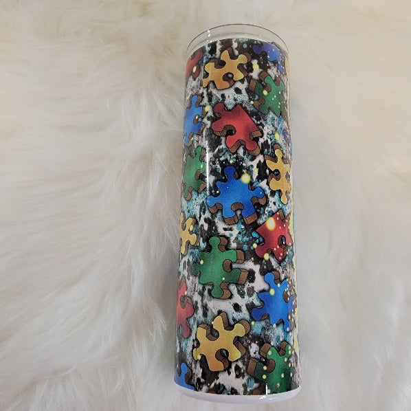 Autism Mom Puzzle Pieces Tumbler