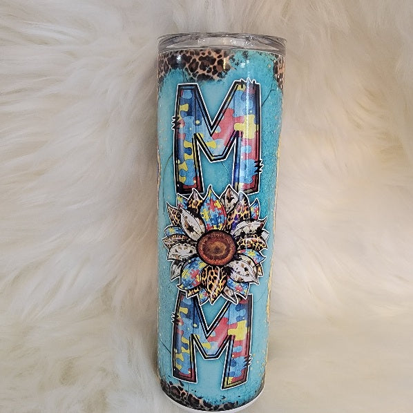 Autism Mom Puzzle Pieces Tumbler