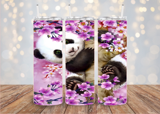 Baby Panda Bear with Cherry Blossoms Tumbler