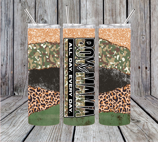 Boy Mama Leopard Camo Tumbler