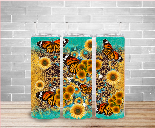 Butterflies and Sunflowers Tumbler