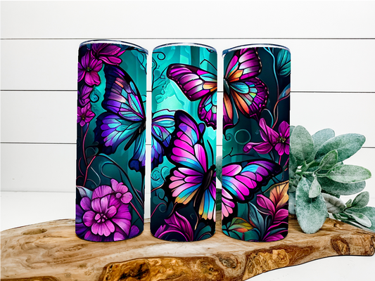 Butterflies Stained Glass Tumbler