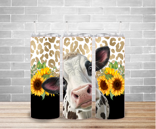 Cow with Sunflowers and Leopard