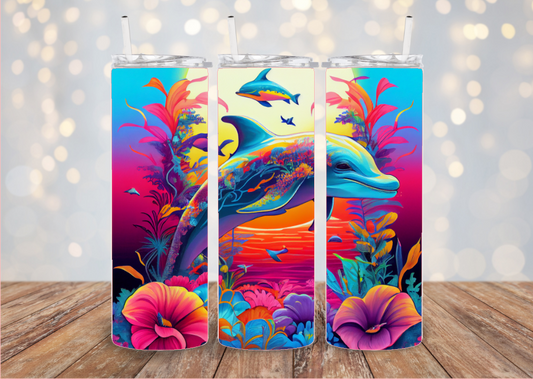 Dolphins Neon Tumbler 01