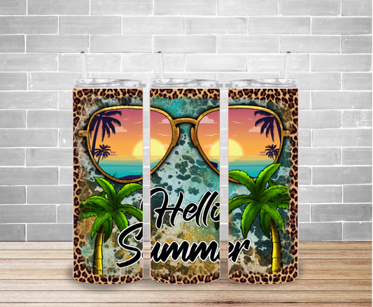 Hello Summer Cheetah Leopard Tumbler