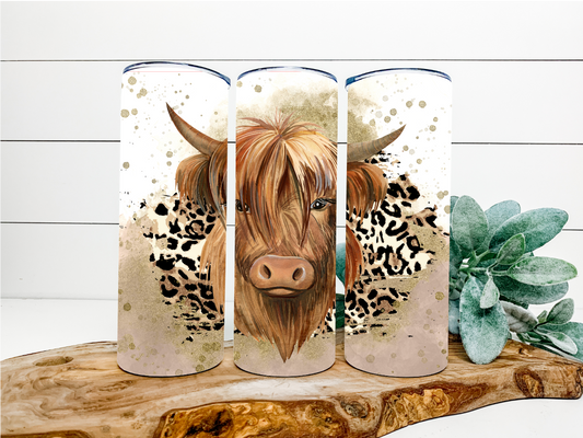 Highland Cow Leopard Tumbler