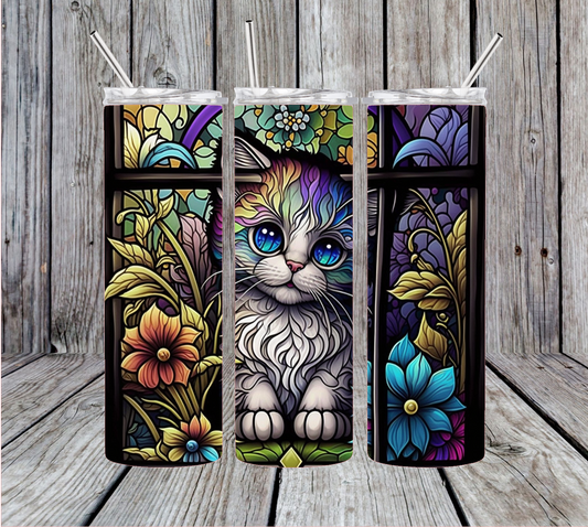 Kitten Stained Glass Tumbler